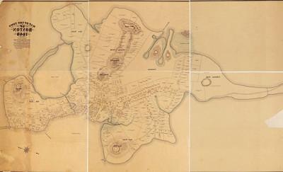 波士顿地图，印在旧纸上，边缘有些撕裂